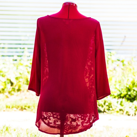 Charming Charlie red lace top - Picture 2 of 5